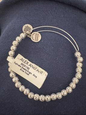 Alex and Ani Silver Textured Bead Bangle energy technology NWT